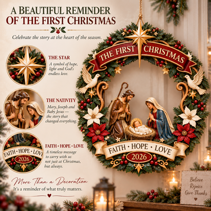 The First Christmas Nativity Wooden Door Wreath✨