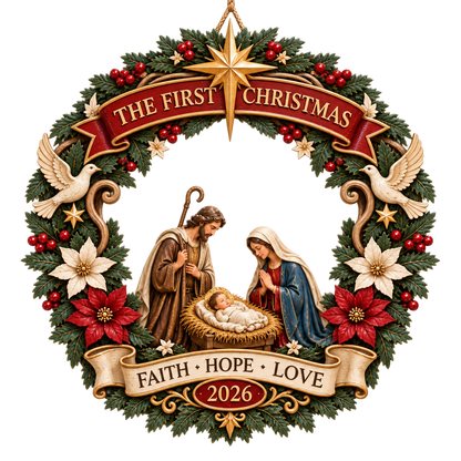 The First Christmas Nativity Wooden Door Wreath✨