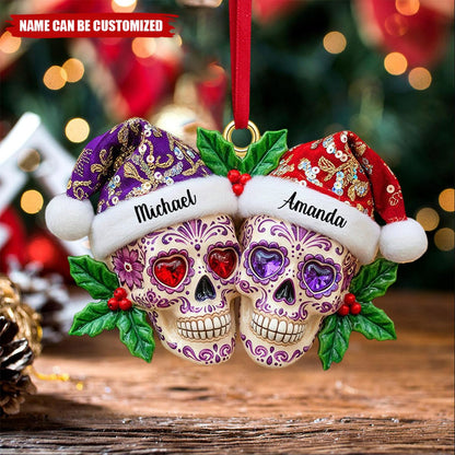 🏠Personalized Christmas Dia de Los Muertos Skull Couple Ornament