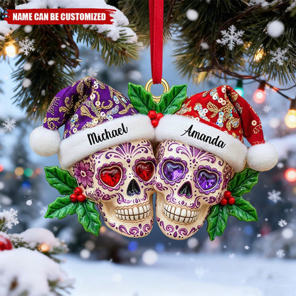 🏠Personalized Christmas Dia de Los Muertos Skull Couple Ornament