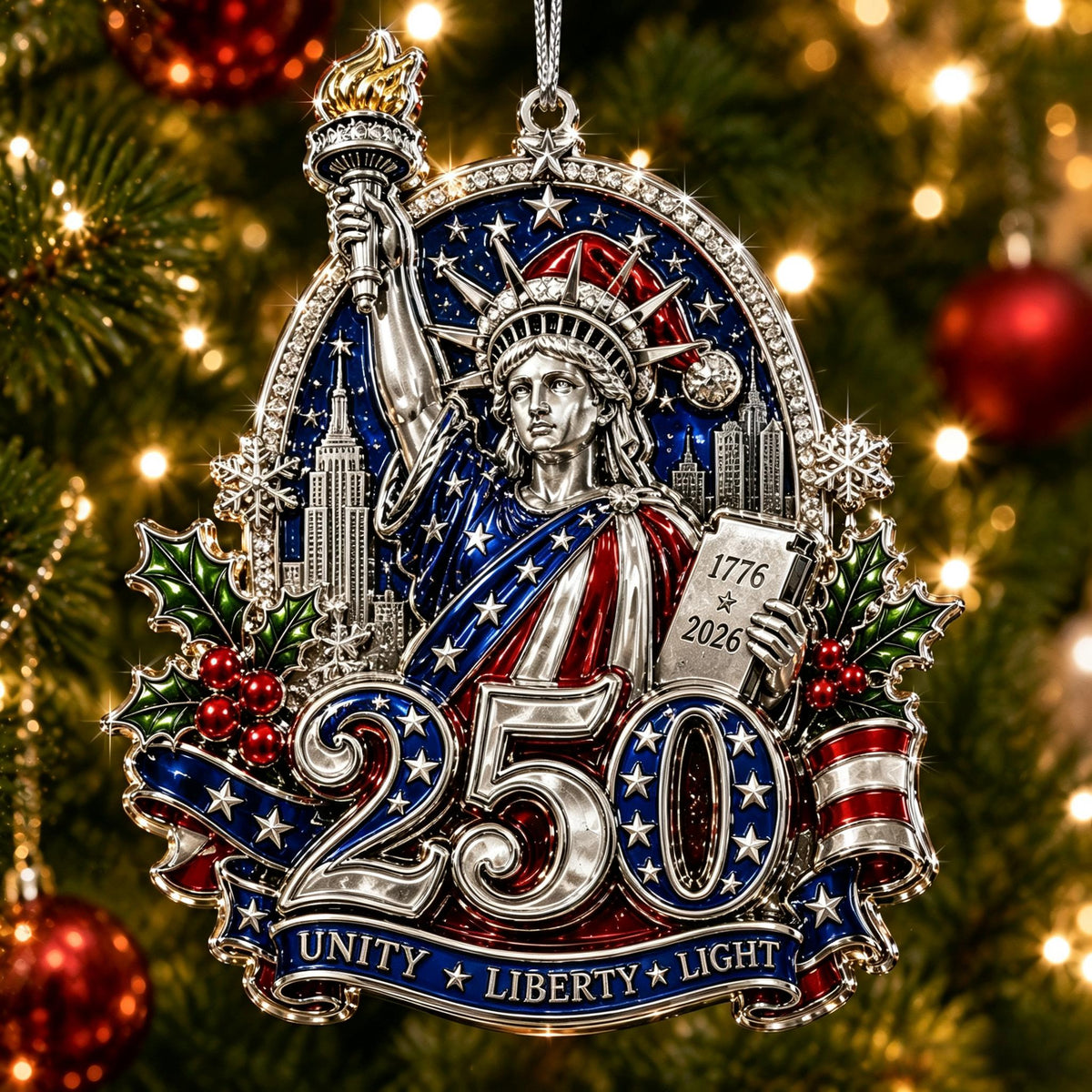 USA 250th Anniversary Christmas Ornament