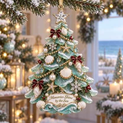 🎄Coastal Christmas Ornament – Sea Glass & Shell Memory Keepsake