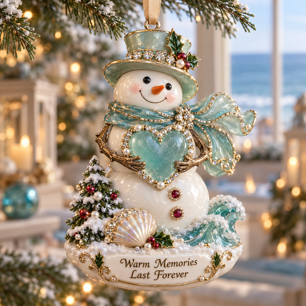 🎄Coastal Christmas Ornament – Sea Glass & Shell Memory Keepsake