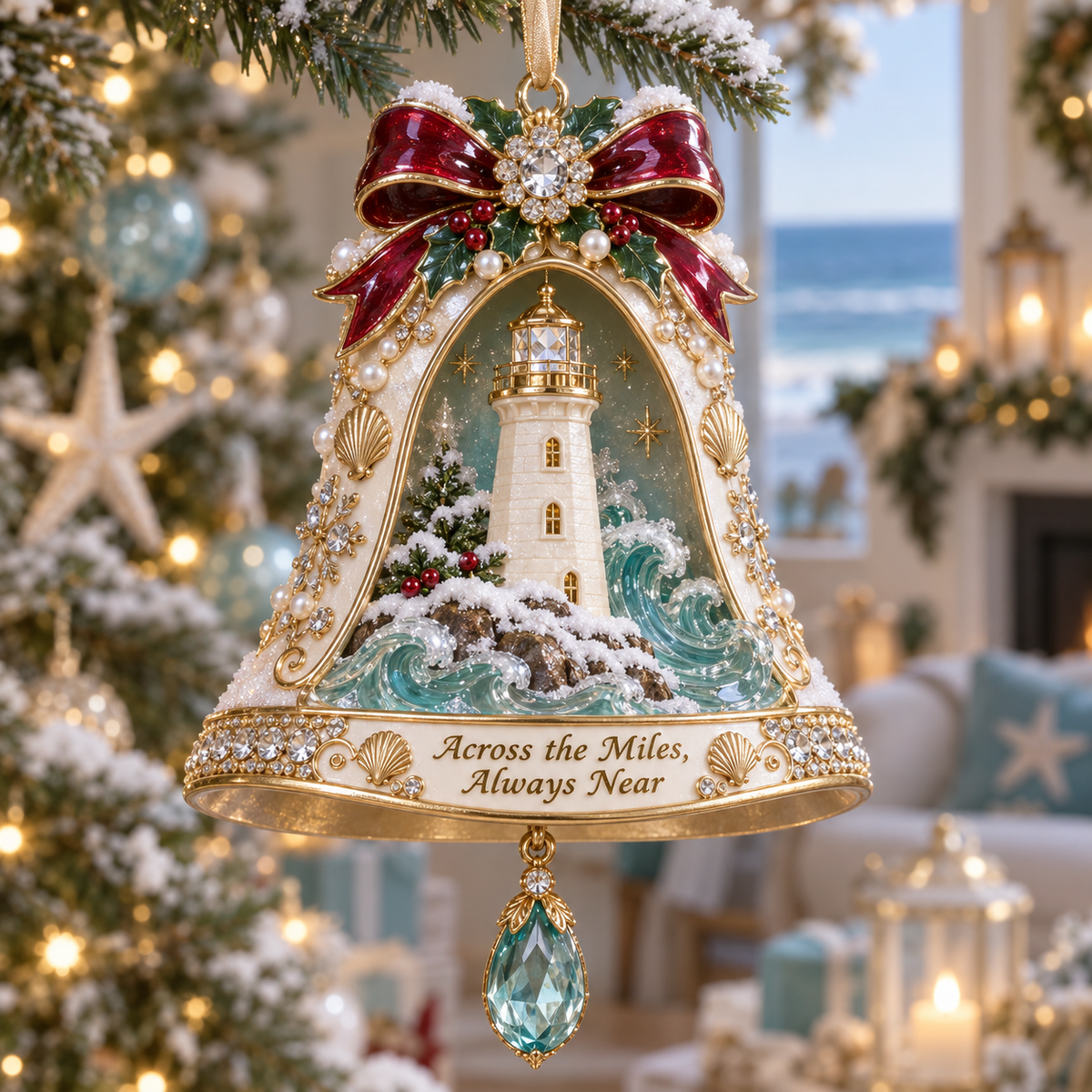 🎄Coastal Christmas Ornament – Sea Glass & Shell Memory Keepsake