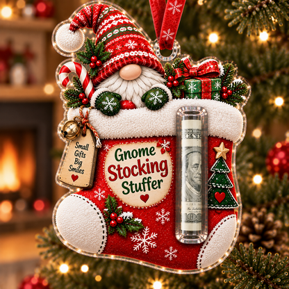 🎄 Gnome Christmas Cash Holder Ornament – Money Gift Holder
