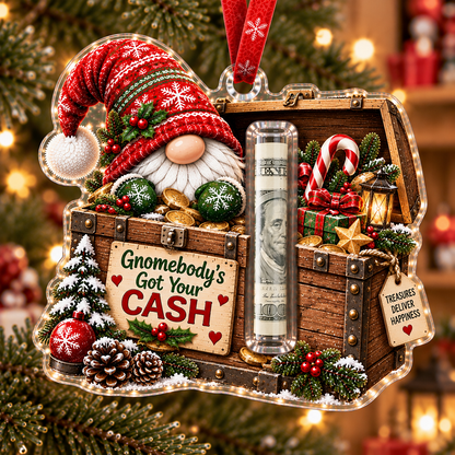 🎄 Gnome Christmas Cash Holder Ornament – Money Gift Holder