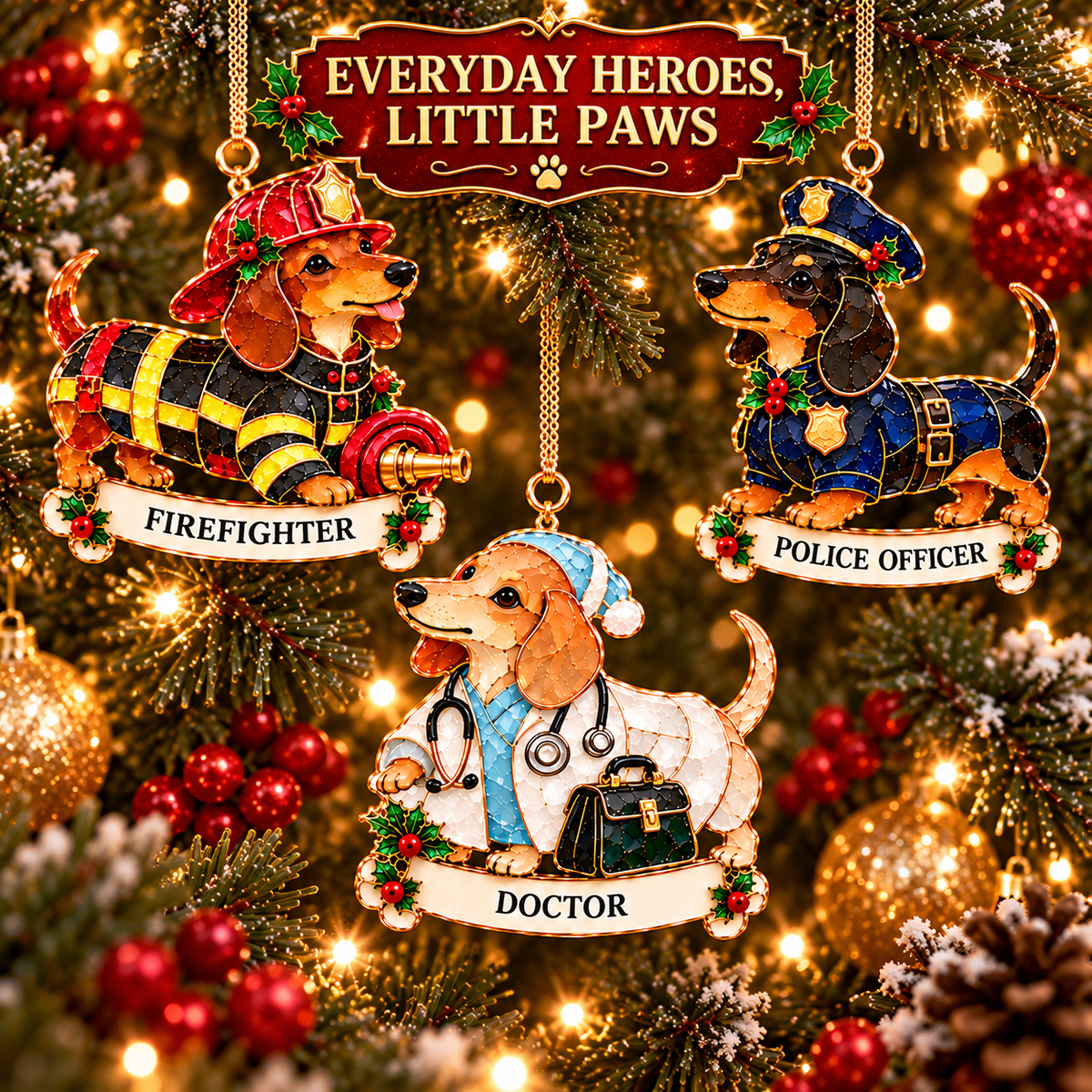 🎄🐶Christmas Career Dachshund Ornaments – A Festive Tribute to Everyday Heroes