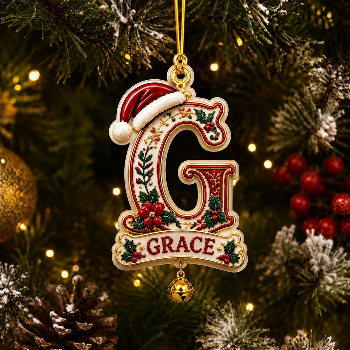 🔥Hot Sale🔥 - Personalized Christmas Initial Ornament – Custom Name & Family Keepsake