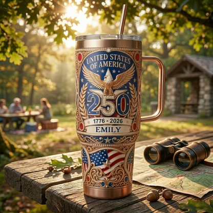 Personalized 250th Anniversary Patriotic Tumbler