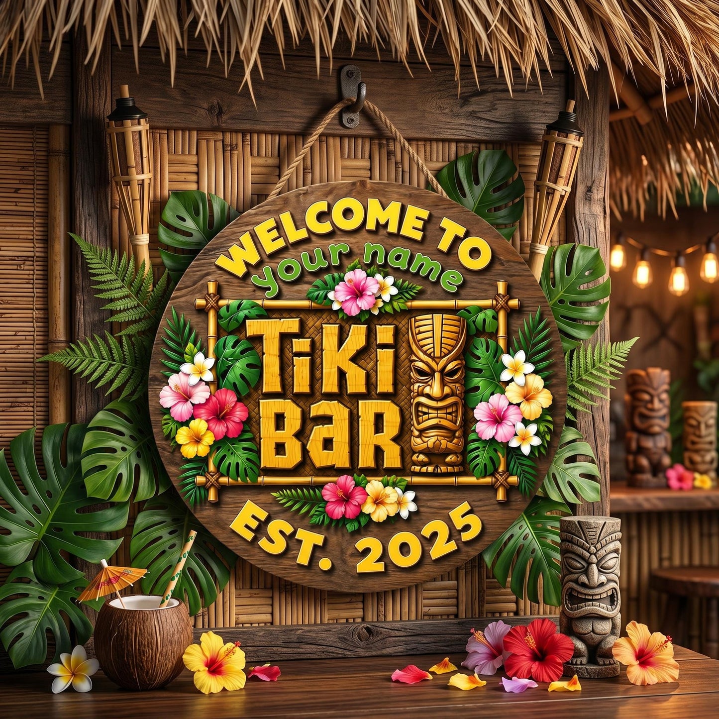 Personalized Welcome To Tiki Lounge Sign