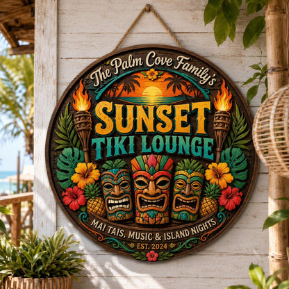Custom Pool Bar Tiki Lounge Wooden Sign, Backyard Outdoor Bar Beach House Gift
