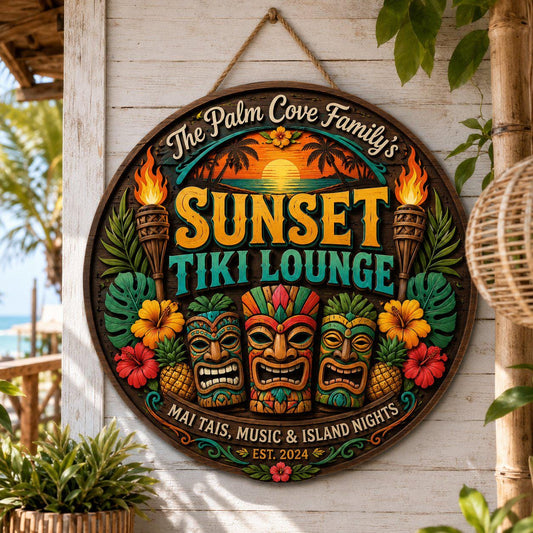 Custom Pool Bar Tiki Lounge Wooden Sign, Backyard Outdoor Bar Beach House Gift