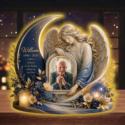 Personalized Memorial Angel Light Box, Custom Photo Sympathy Night Light