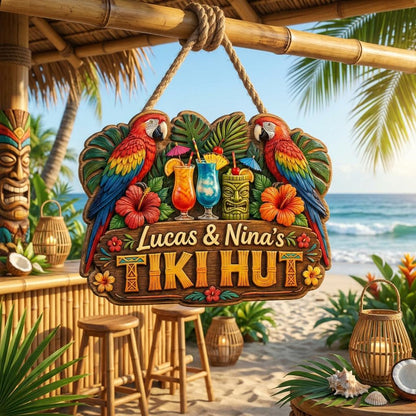 Custom Tiki Hut Door Sign, Backyard Pool Sign, Beach House Wall Decor
