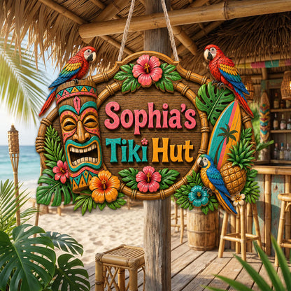 Custom Tiki Bar Door Sign, Beach House Welcome Sign