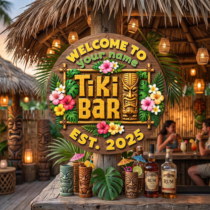 Personalized Welcome To Tiki Lounge Sign