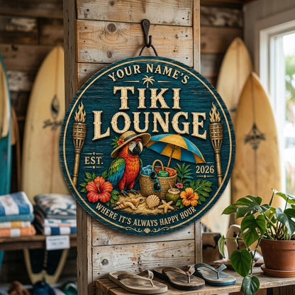 Custom Beach House Tiki Hut Door Wood Sign