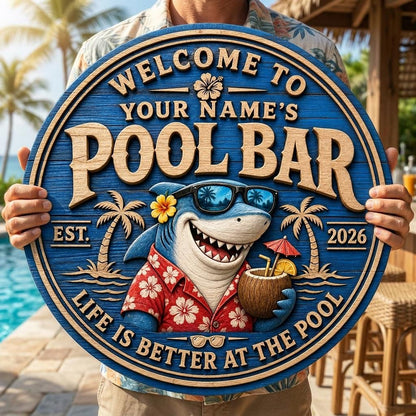 Custom Summer Wooden Backyard Pool Decor, Beach House Wall Sign