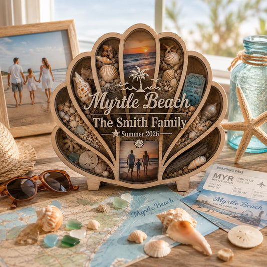 Personalized Seashell Keepsake Display, Add Your Own Shells Sand
