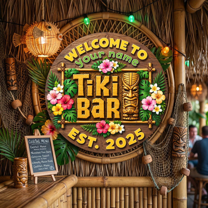 Personalized Welcome To Tiki Lounge Sign