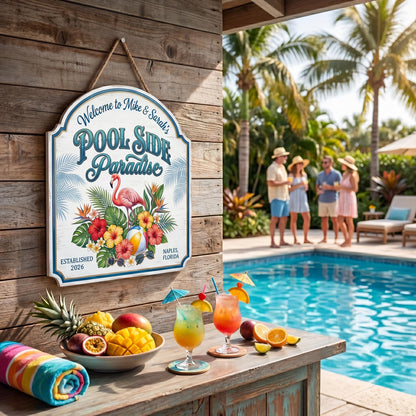 Custom Pool And Bar Wooden Door Sign