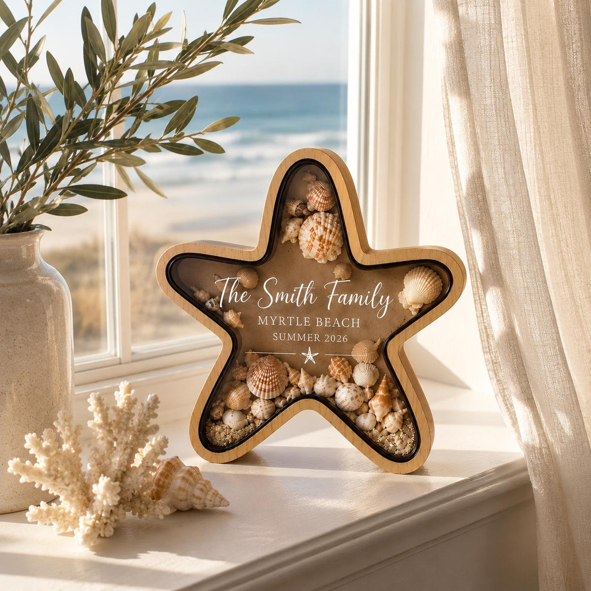 Personalized Beach Starfish Shell Collection Display