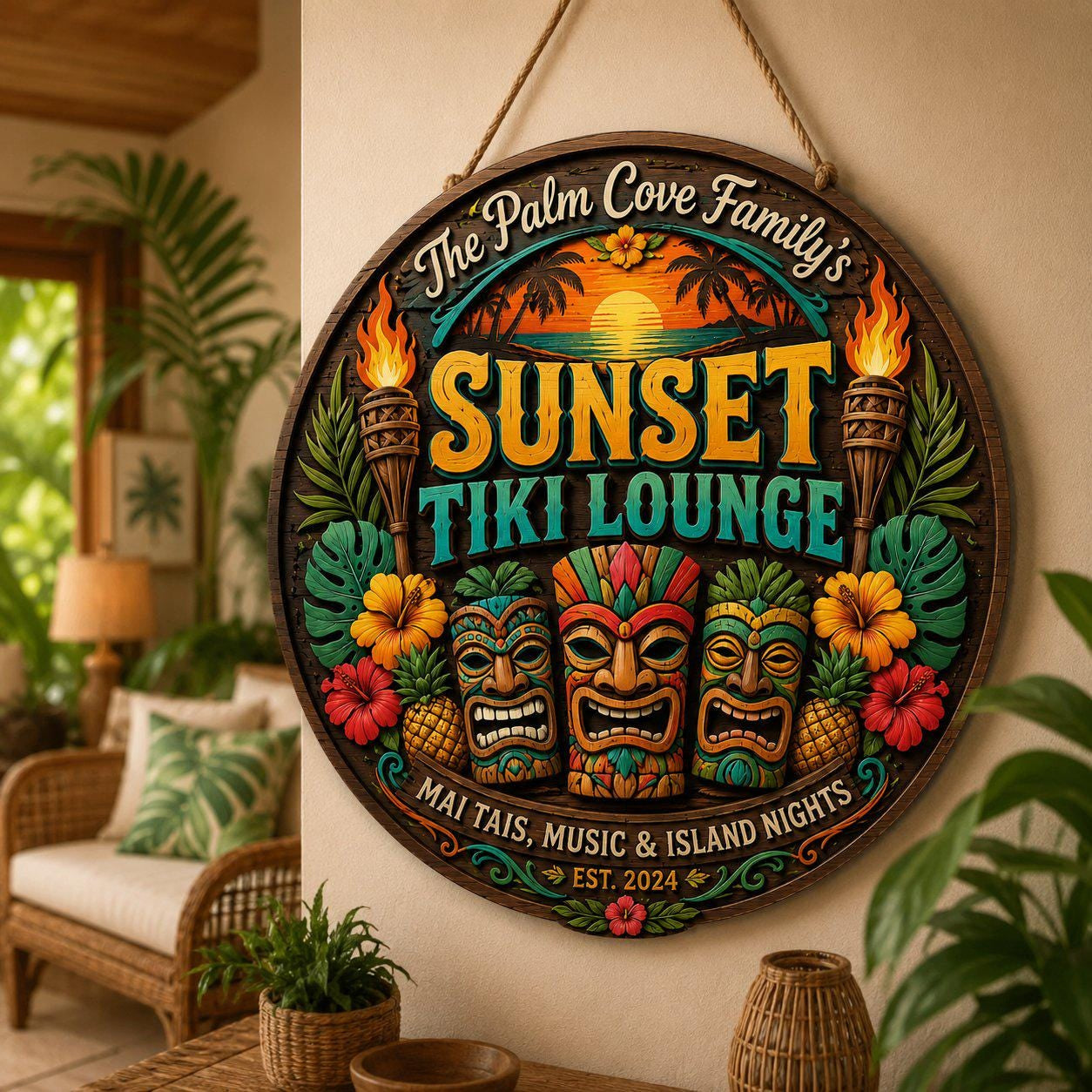 Custom Pool Bar Tiki Lounge Wooden Sign, Backyard Outdoor Bar Beach House Gift