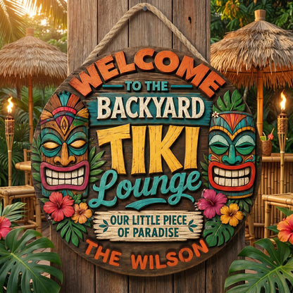Personalized Tiki Lounge Sign, Toucan Tiki Bar Sign, Backyard Bar Wall Art