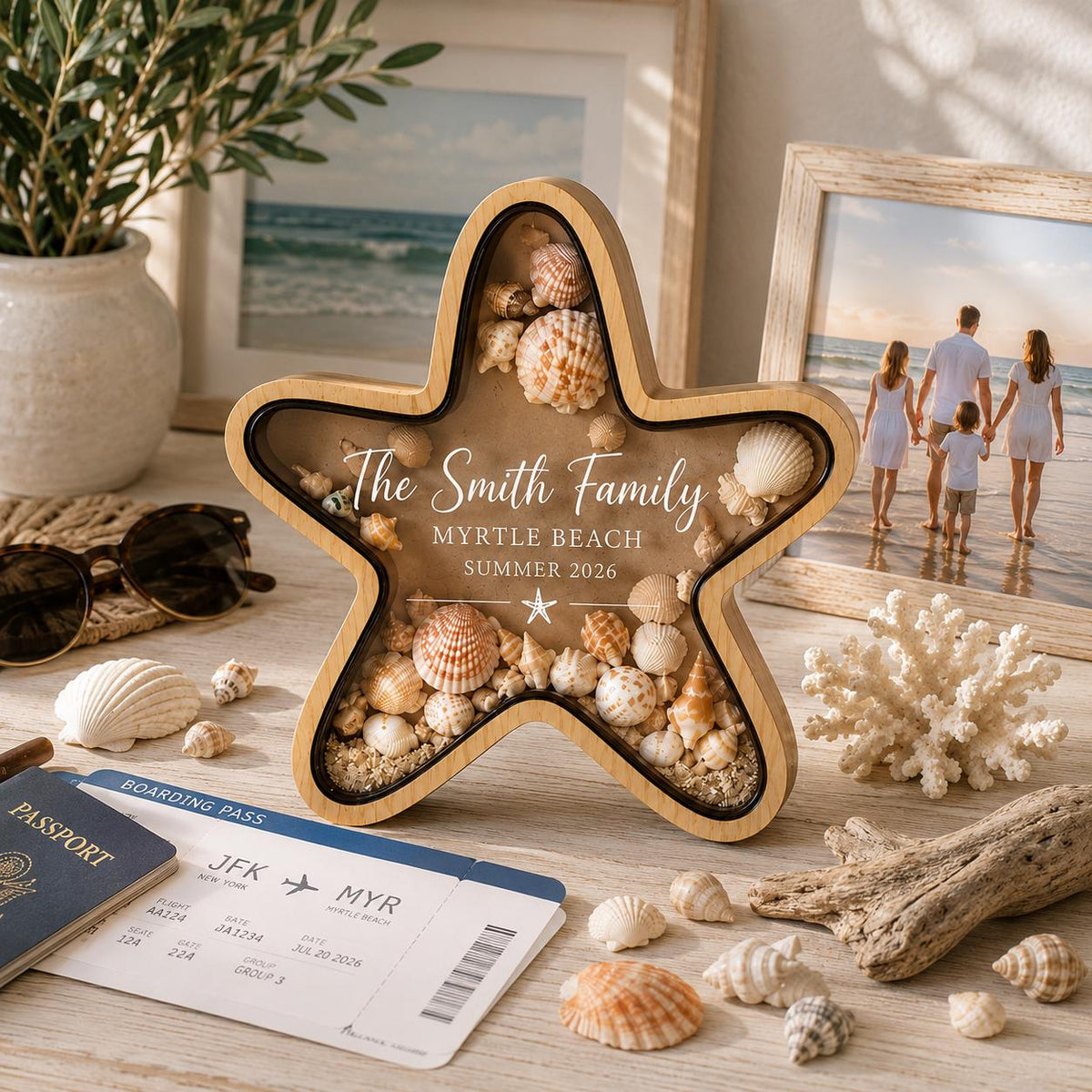 Personalized Beach Starfish Shell Collection Display