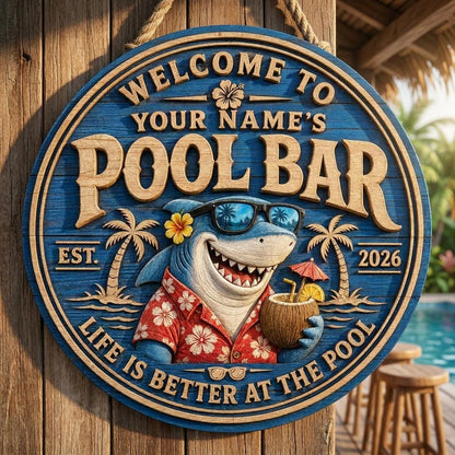 Custom Summer Wooden Backyard Pool Decor, Beach House Wall Sign