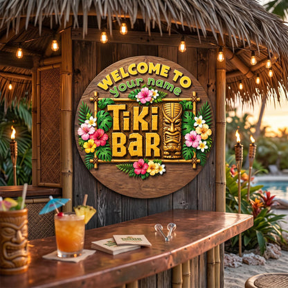 Personalized Welcome To Tiki Lounge Sign