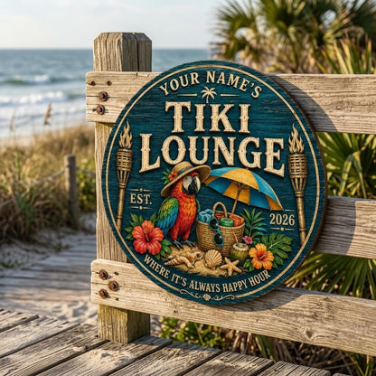 Custom Beach House Tiki Hut Door Wood Sign