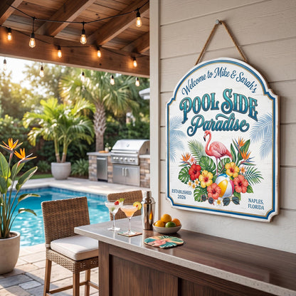 Custom Pool And Bar Wooden Door Sign