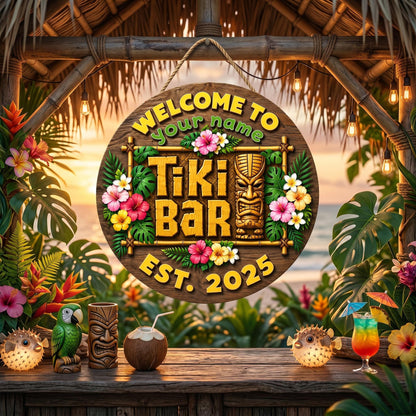 Personalized Welcome To Tiki Lounge Sign