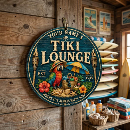 Custom Beach House Tiki Hut Door Wood Sign