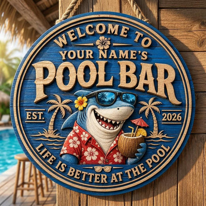 Custom Summer Wooden Backyard Pool Decor, Beach House Wall Sign