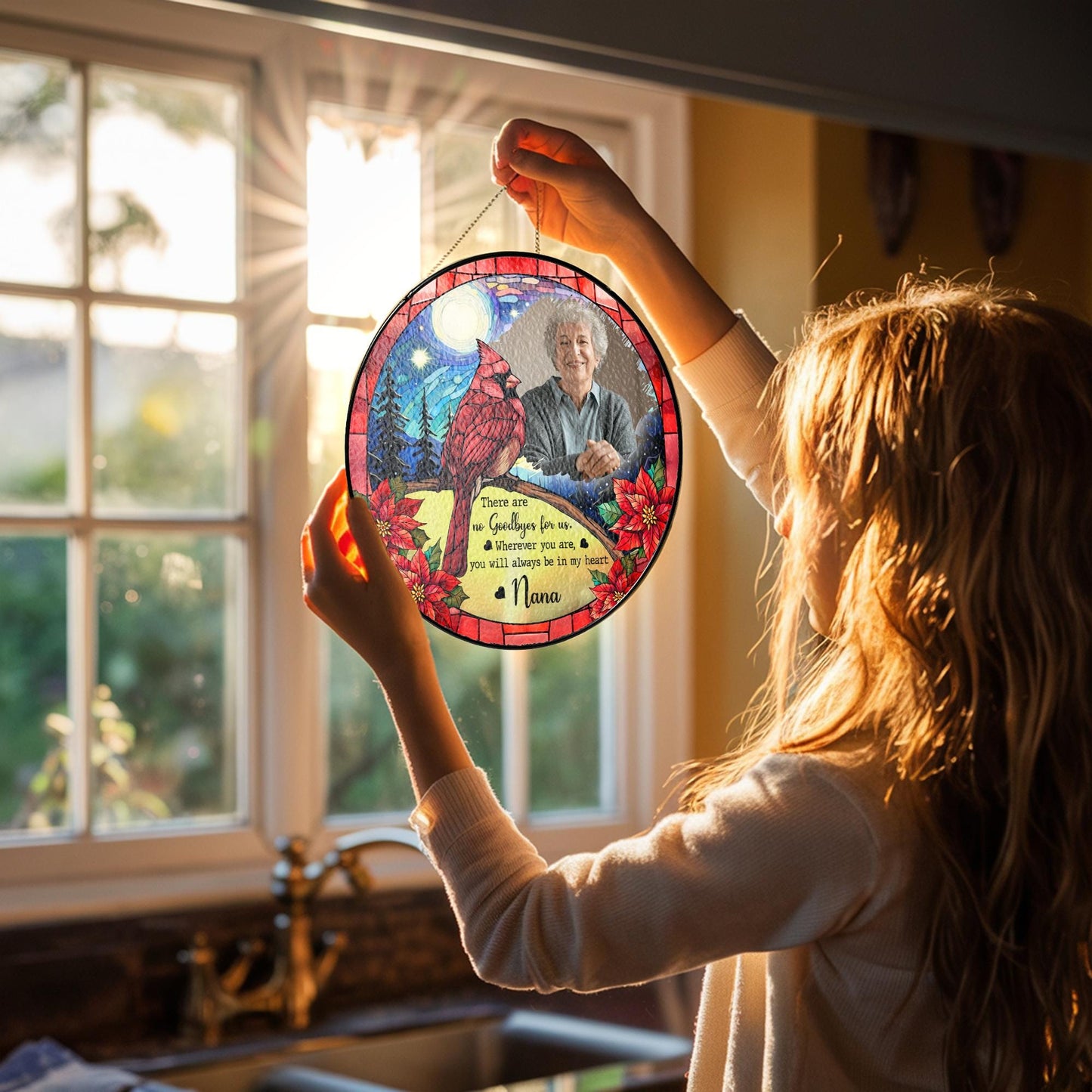 Custom Photo Memorial Cardinal Suncatcher