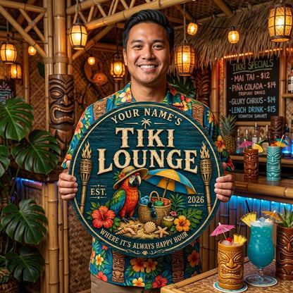 Custom Beach House Tiki Hut Door Wood Sign