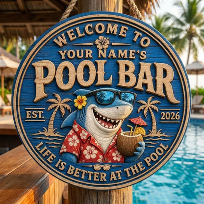 Custom Summer Wooden Backyard Pool Decor, Beach House Wall Sign