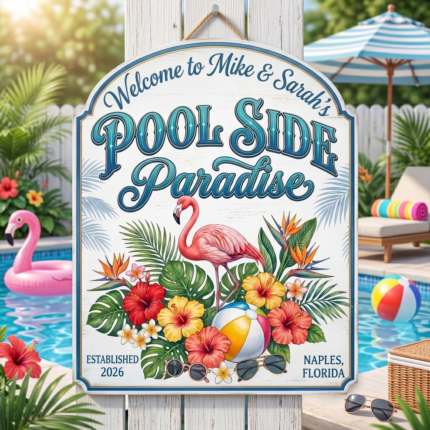 Custom Pool And Bar Wooden Door Sign