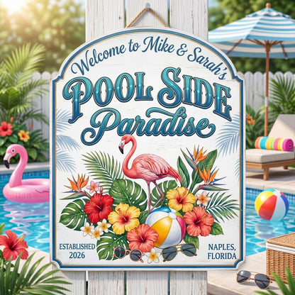 Custom Pool And Bar Wooden Door Sign