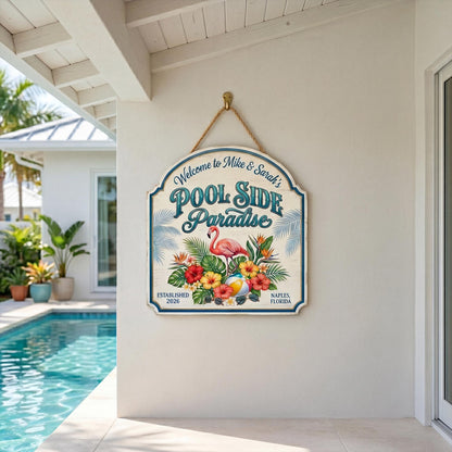 Custom Pool And Bar Wooden Door Sign