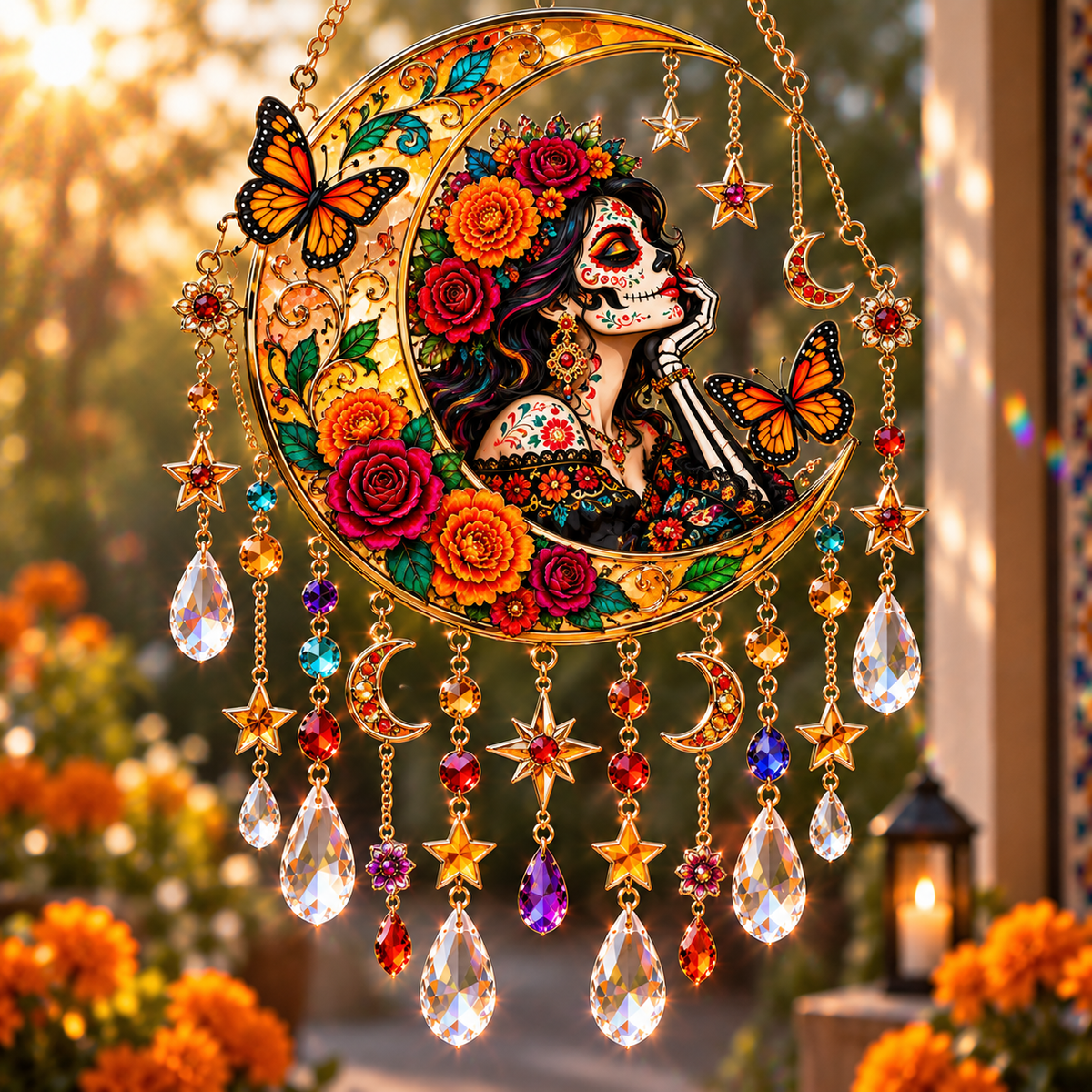 🌼 Día de los Muertos Crystal Suncatcher