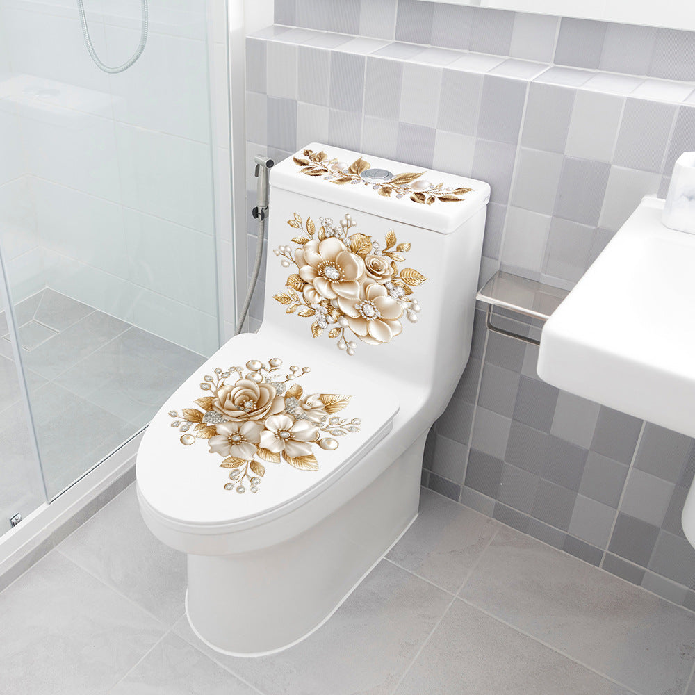 Last Day 50% OFF-Only$12.99🎁3-Piece Floral Bathroom Toilet Sticker Set – Decorative Peel & Stick Decals