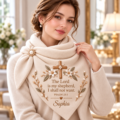 Personalized Christian Prayer Triangular Scarf – Custom Name Faith Gift 🤍✝️
