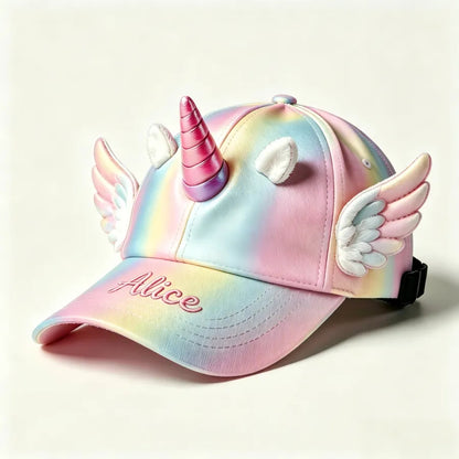 🦄🌈Personalized Name Rainbow Gradient Unicorn Wing Girls Sun Hat👒