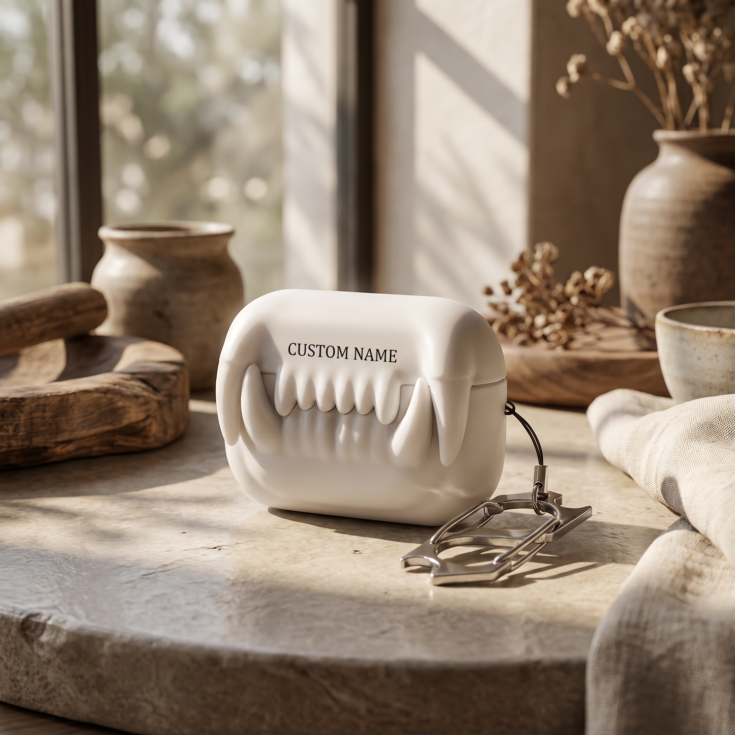 🦷 Custom Name Saber Tooth Silicone AirPods Case – Bold Style Meets Ultimate Protection