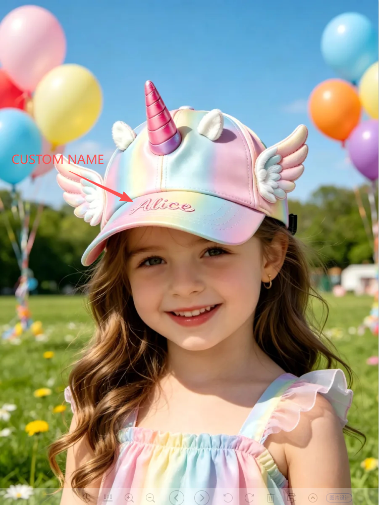🦄🌈Personalized Name Rainbow Gradient Unicorn Wing Girls Sun Hat👒