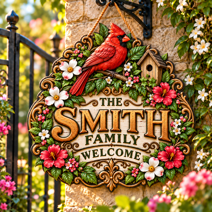 Personalized Garden Family Welcome Sign – Custom Last Name Garden Door Hanging Sign