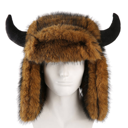 Stay Warm. Go Wild. — Furry Buffalo Horn Winter Hat